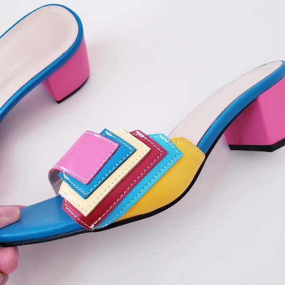 Colorful Color Block Slip-on Sandals - Picture 15 of 15